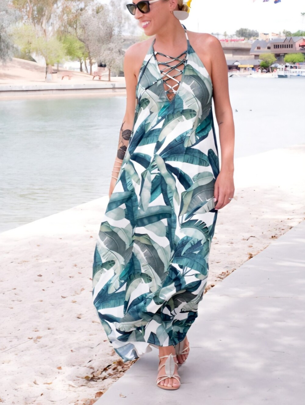 Show Me Your MuMu Logan Lace-Up Maxi Dress, Large, RN#133910🌞